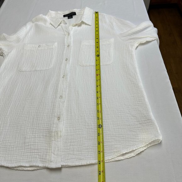 Social Standard Sanctuary Womens White Gauze Button Up Shirt Size XL Beach Boho - Picture 4 of 6